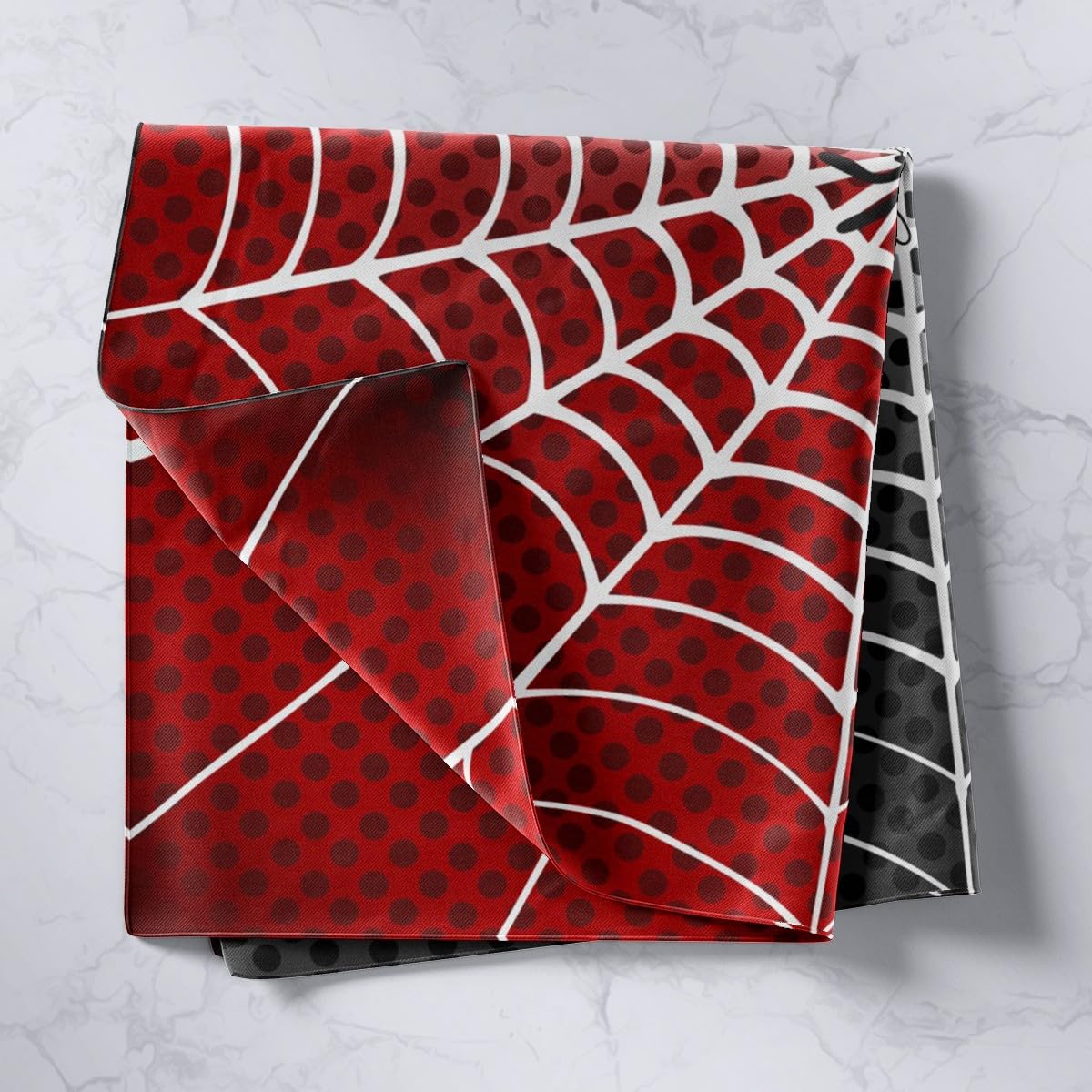 Manfei Spider Kids Tapestry White Spider Web Black Dots Wall Hanging for Boys Teens Adults Room Decor, Red and Black Wall Blanket Tapestries, Medium 59.1 x 59.1 Inches