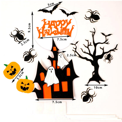Tyotrbs Halloween Cake Toppers 3D Pumpkin Bat Ghost Cake Balls Cake Decorations Happy Halloween Cake Topper For HalloweenParty Supplies