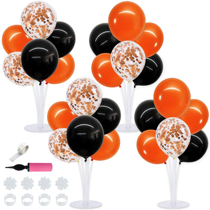 TONIFUL 4 Set Balloons Black Orange Confetti Balloon Stand Centerpiece Table Decorations for Halloween,Celebration Party Bar,Birthday Decorations,Anniversary,Graduation Decoration 2026