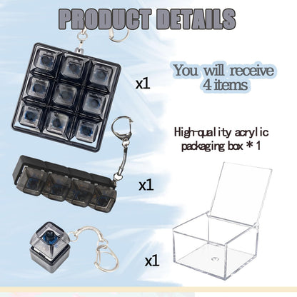 3 Pcs Keyboard Fidget Clicker Stress Relief Toys Keychain– Button Press Fidget Set for Stress Relief & Relaxation (9 Keys + 4keys + 1key Transparent Black)