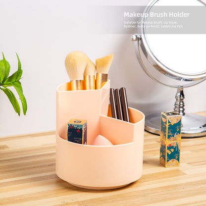 EDENMS Desk Pencil Pen Holder, 3 Slots 360-Degree Spinning Organizers, Desktop Storage Stationery Supplies, Cute Cup Pot for Office, School, Art Supply, Kids - Pink