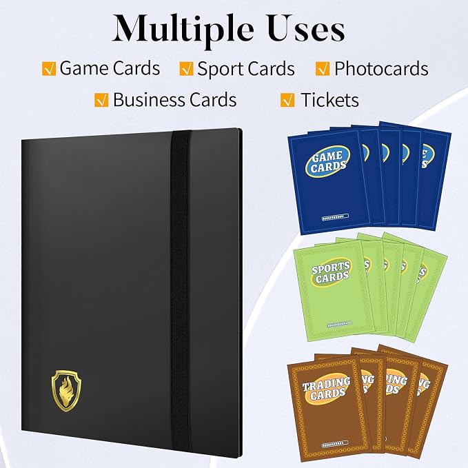 Heavy Duty Card Binder, Fabmaker 9 Pocket Trading Card Binder Holds 360 Cards, Sleek Side-Loading Card Album, Sturdy Card Collection Folder for Game Cards, Sport Cards, Yellow