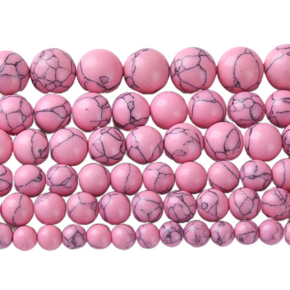 36pcs 10mm Pink Turquoise Beads Natural Stone Round Loose Spacer Beads for Jewelry Making DIY Bracelet Necklace 1 Strand 15inch