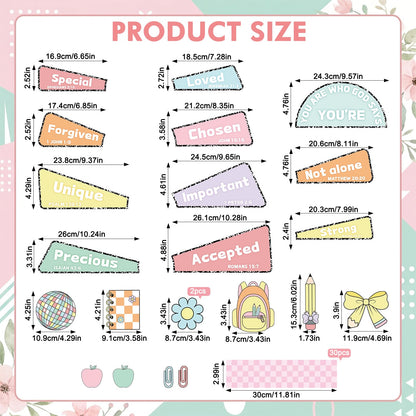Gueevin 52 Pcs Christian Bulletin Board Decoration Set Composition Pastel Checkerboard Classroom Paper Cutouts Religious Bible Inspirational Bulletin Board for Back to School Sunday School Home Church