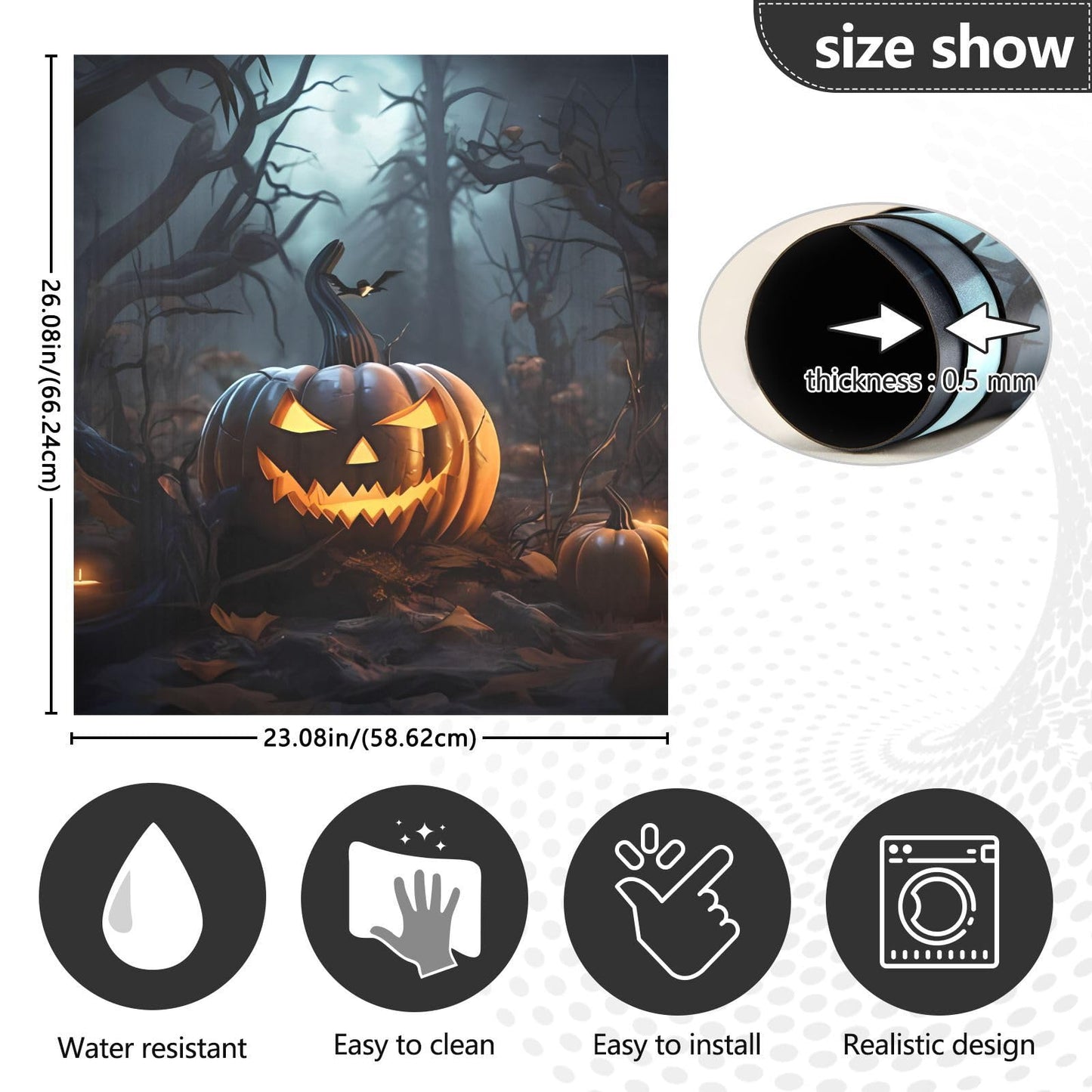 JIPONI Dishwasher Magnetic Cover Halloween Pumpkin Dishwasher Magnetic Kitchen Art Decor, Dish Washer Magnet Sticker 23 W x 26 H Inch