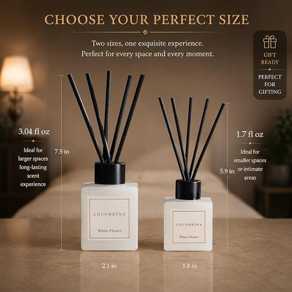 COCORRÍNA Hotel Collection Reed Diffuser Set, 1.7 fl oz Trio, Mahogany Teakwood, White Flower & White Tea, Home Fragrance for Bathroom, Bedroom, Entryway & Office