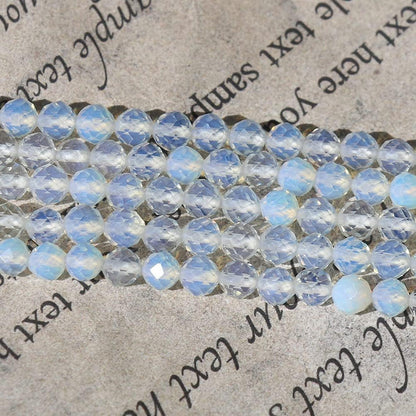 Song Xi 90pcs 4mm Natural Opal Gemstone Beads Faceted Round Loose Stone Beads for Jewelry Making