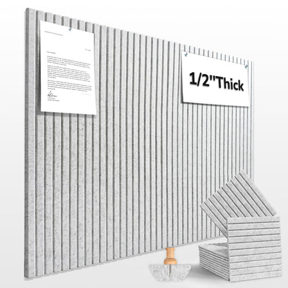 Large Cork Board for Office Decor, 48"x 36" - 1/2” Thick Felt Bulletin Board, 12 Pack Felt Board with Safe Removable Adhesive Tabs, Pin Board Cork Boards for Walls - Gray Marble