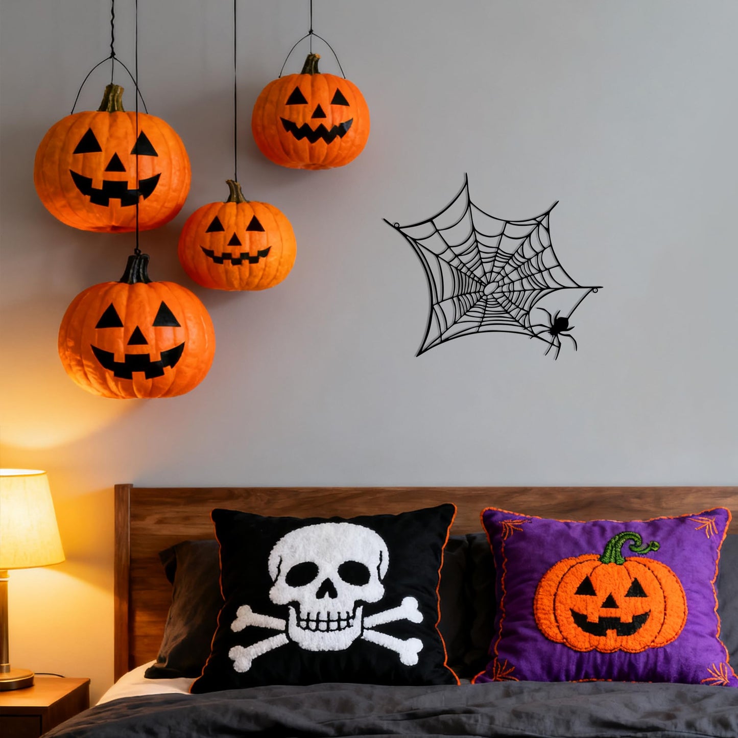 YATEASLU Halloween Interior Wall Decor, Halloween Spider Decoration, Scary Spiderweb Wall Sculpture for Grunge Style Room Decor