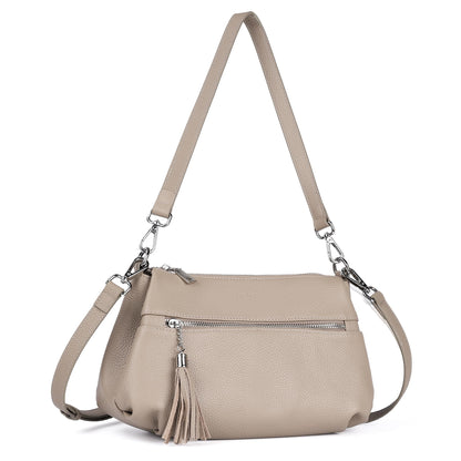 befen Soft Genuine Leather Crossbody Hobo Purses for Women, Women's Shoulder Bags Handbags with 2 Shoulder Straps Tassel