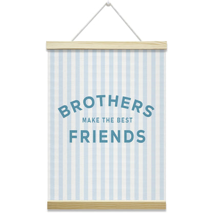 Nopoben Blue Stripes Poster Hanger Frame - Brothers Make the Best Friends, Kids Room Wall Art With Wooden Poster Hanger, Boys Bedroom Playroom Game Room Decor(12x16 Inches)-05