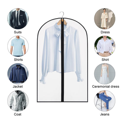 40" Garment Bags 6 Packs Suit Bags for Closet Storage, Plastic Waterproof Suit Cover Bags with Zipper Clear Garment Bags for Coats, Jackets, Shirts, Dress