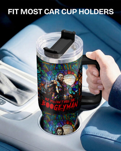 34HD Stained Glass Horror Boogeyman Tumbler 40oz Dark Gothic Killer Art Insulated Stainless Steel Travel Mug Spooky Halloween