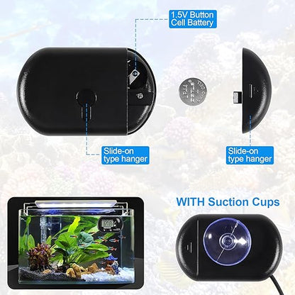 2pcs Aquarium Thermometer LCD Digital Fish Tank Thermometer with Water-Resistant Sensor Probe and Suction Cup for Turtle Incubators Terrarium Water Thermometer