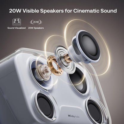 Aurzen BOOM mini Google TV 4K Supported Smart Projector with WiFi and Bluetooth, Outdoor & Home Movie Projector with 20W Speakers DoIby Audio, Real-Time Focus & Keystone, 500 ANSI Lumens, Blue