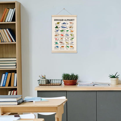 DOI-LANEE Alphabet Dinosaur Poster Hanger Frame 16x12 Inch, Educational Montessori Posters Toddler, ABC Alphabet Nursery Chart for Preschool Classroom Kids Room, Dinosaur Decor