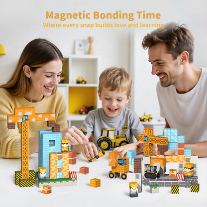 VNLINA Magnetic Blocks Building Toys - 154PCS Magnet Building Blocks Set Construction Cubes STEM Sensory Stacking Kids Toys for Boys Girls