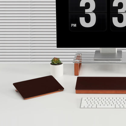 Glass Desk Whiteboard with Reversible Wood Stand, Burgundy Red, Small Desktop Dry Erase White Board, Reusable Desk Notepad Easel 6.7"x9.5" for Office, Home, School, Yeoux