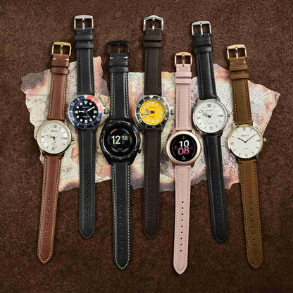 WOCCI 16mm Vintage Leather Watch Band for Men and Women, Gold Buckle (Cinnamon Brown)