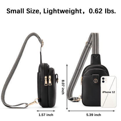 BOSTANTEN Small Sling Bag Crossbody Bags for Women Trendy Crossbody Purse Leather Chest Bag, Deep Black