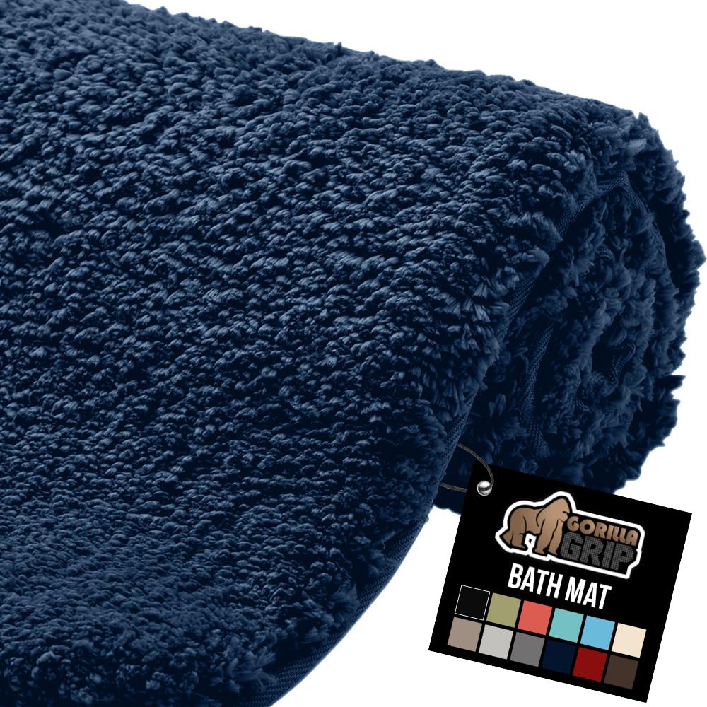 GORILLA GRIP Bathroom Rugs, Ultra Soft Absorbent Mat, Thick Plush Bath Rug, Machine Washable, Microfiber Quick Dry, Mats for Shower, Bathtub and Floor, Home Decor Accessories, 24x17, Navy Blue