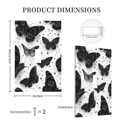 Annisrak Decorative Light Switch Cover Plate Gothic Black Butterfly Celestial Star Pattern 1 Gang Single Toggle Electrical Outlet Covers Wall Plate Decorate Switch Plate Cover For Bedroom Living Room