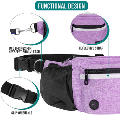 PetAmi Dog Fanny Pack, Treat Pouch for Dog Walking, Training, Built in Poop Bag Dispenser, Water Bottle Holder, Collapsible Bowl, Pet Treat Waist Belt for Hiking, Running, Kibbles (Camo Black)