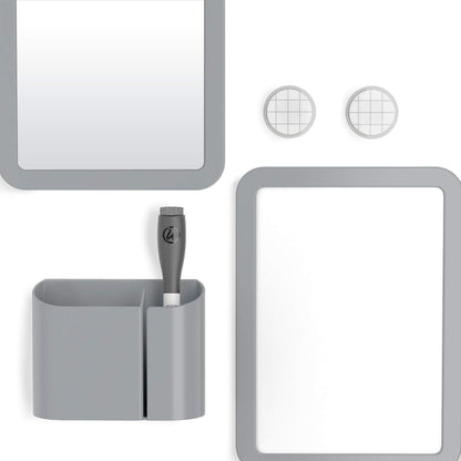 U Brands Locker Accessories Kit, Back to School Essentials, Grey, 6-Piece, Includes Whiteboard, Mirror and Organizing Supplies
