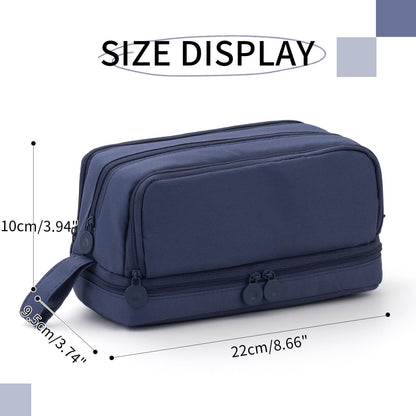 CICIMELON Large Capacity Pen Pencil Case with 4 Compartments, Multi-Slot Pencil Pouch Bag Aesthetic School Supplies Organizer for Teen Girls, Women, Adults (Navy)