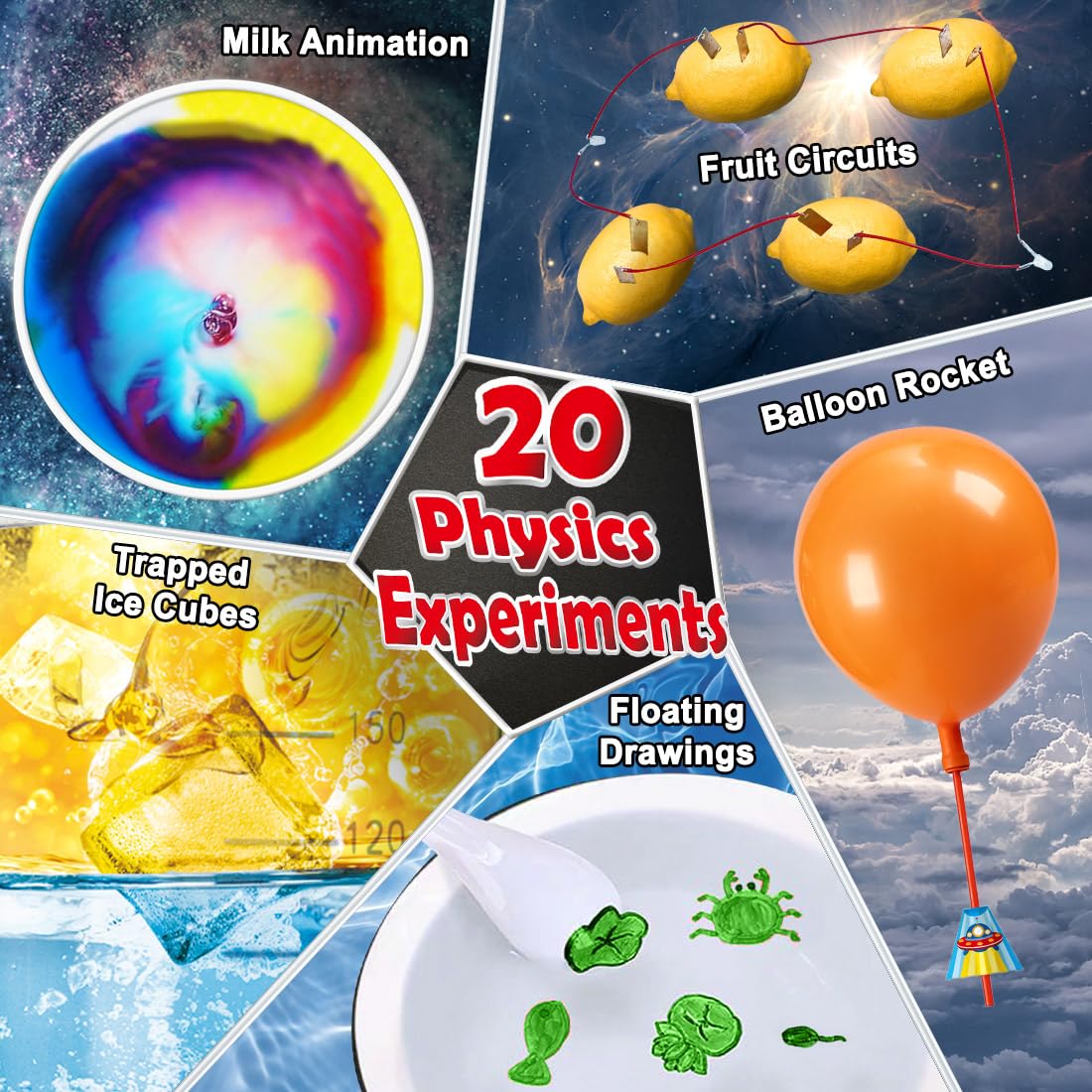 UNGLINGA 70 Lab Experiments Science Kits for Kids Educational Scientist Toys Birthday Gifts Idea for Girls Boys, Chemistry Set, Erupting Volcano, Fruit Circuits, S.T.E.M Activities Science Project
