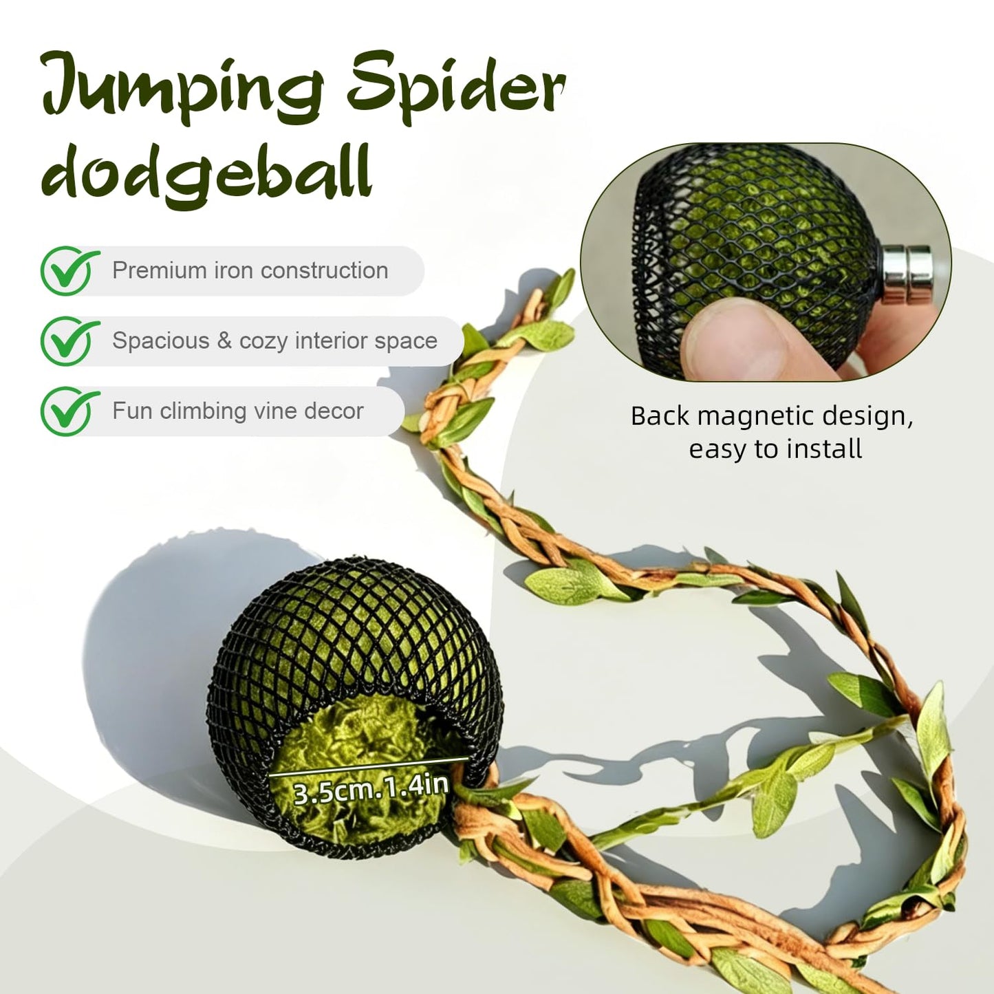 Jumping Spider Accessories, 7-Piece Set with Hidden Glass Sphere Habitat, Cloud Ledges, Tree Branches, and Realistic Moss for Spider Habitats and Terrarium Decorations (7, Orange)