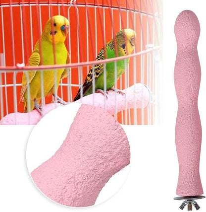 Pink Bird Perches for Cage, Frosted BirdPerch Rough, 22cm/8.7in Bird Perch Grinding Stick, Birds Grinding Scratchers Paws Perch with Screw for Birds Pet