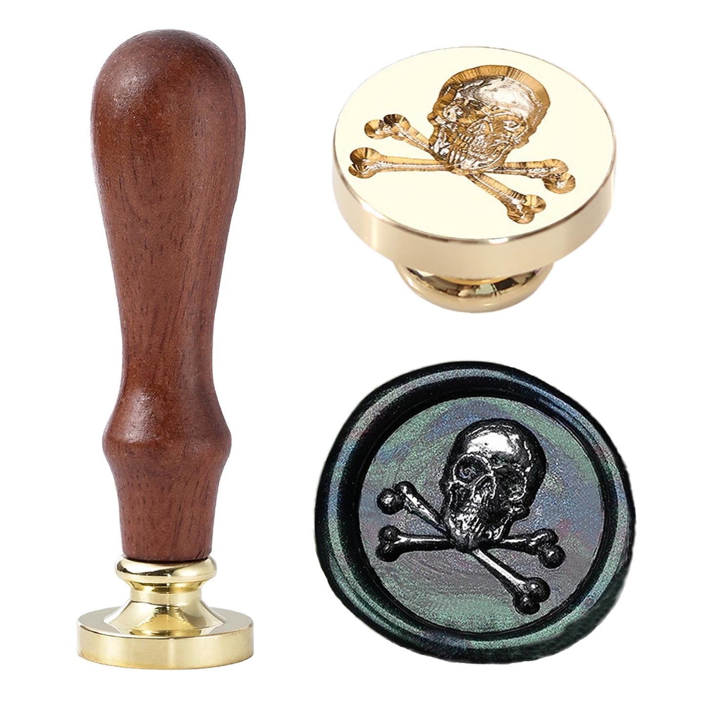 Ychostamp Halloween Wax Seal Stamp - Skull & Crossbones Sealing Wax Stamp, Brass Specimen of Bone Seal Head for Halloween Wedding Invitation Card, Envelopes, Gift Decoration