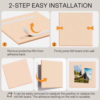 MaxGear Large Cork Board for Wall 36" x 24", Peach Beige Bulletin Board, 6 Pack Felt Wall Tiles with Pushpins, Cork Boards for Office Push Pin Board Tack Board Felt Board