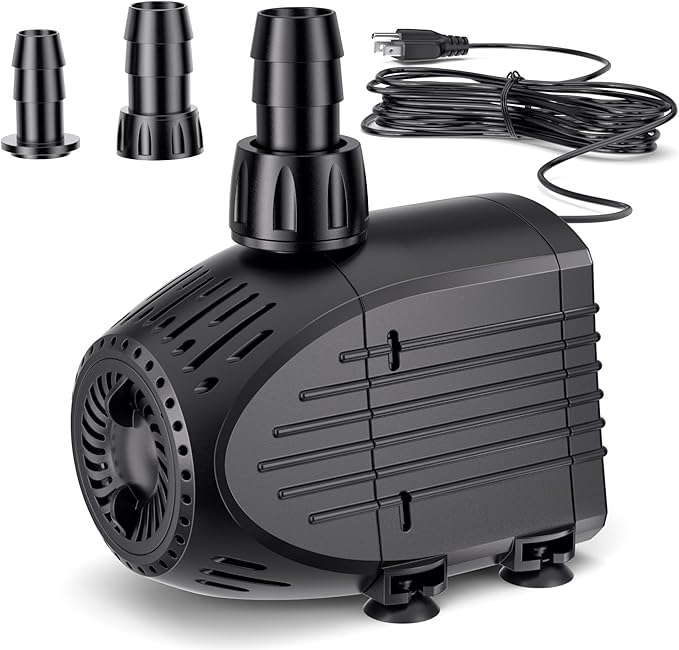 NFESOLAR Submersible Water Pump 880GPH, 60W Ultra Quiet Fountain Pump with Dry Burning Protection 9ft High Lift for Fish Pond, Fountains, Waterfall, Hydroponics, Aquariums KF206