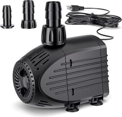 NFESOLAR Submersible Water Pump 880GPH, 60W Ultra Quiet Fountain Pump with Dry Burning Protection 9ft High Lift for Fish Pond, Fountains, Waterfall, Hydroponics, Aquariums KF206