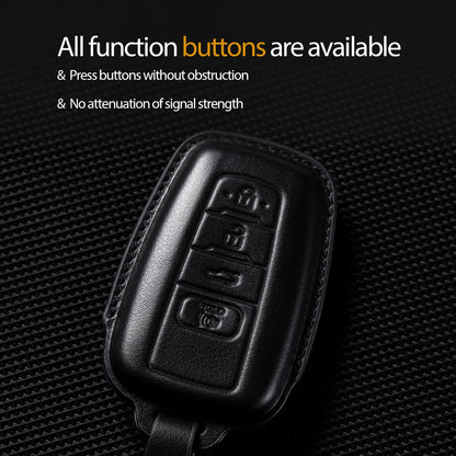 Smyfob Compatible with Toyota Key fob Cover Leather Toyota Keychain Holder case Protector Avalon Camry TRD Corolla Highlander Prius Prime RAV4 Prime CHR Accessories
