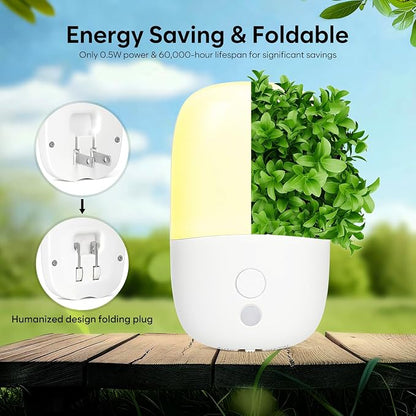 LED Night Light Plug into Wall, 4 Pack Dusk to Dawn Sensor Nightlight with Retractable Plug & 3 Adjustable Brightness, Dimmable 3000K Warm Lights for Adults Kids Bedroom Stair Hallway Kitchen