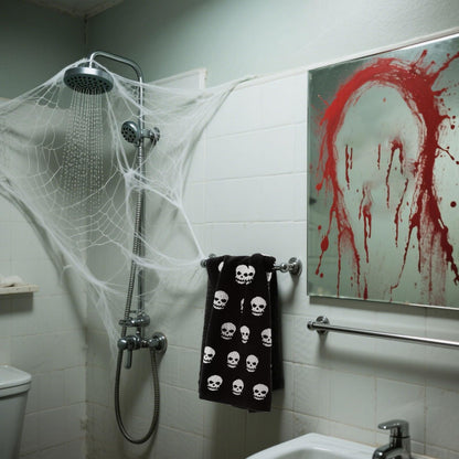 Whaline Halloween Skull Hand Towels Black White Cotton Bathroom Towel Absorbent Bath Towel for Drying Cleaning Cooking, 29.5 x 13.4 Inch, 2Pcs