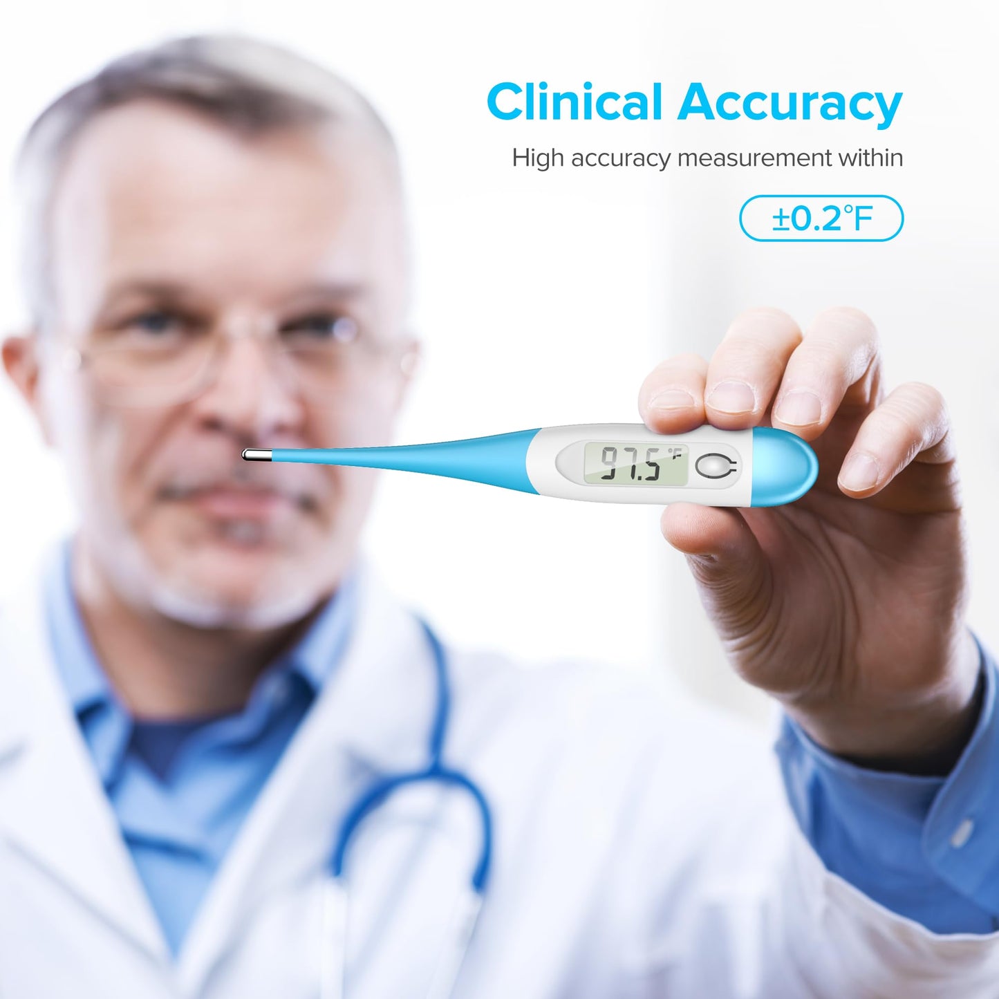 Thermometer for Adults and Kids with 8 Seconds Fast Accurate Reading, Acctrate & Safe-Baby Thermometer for Oral, Rectal or Under Arm Use, Large LCD Display with Fever Alarm