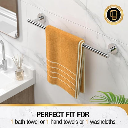 HITSLAM Chrome 18 Inch Towel Bar for Bathroom, SUS304 Stainless Steel Bathroom Towel Rack Wall Mounted, Modern Home Decor Bath Towel Holder with Hardware Accessories (Total Length 19.8 Inch)