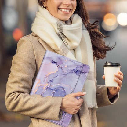 Fintie Sleeve Case for 13.8 Inch Microsoft Surface Laptop for Business 8, 13.8 Inch Surface Laptop 7, 13.5 Inch Surface Laptop 6/5/4/3/2 - Folio Book Cover with Large Pocket, Lilac Marble