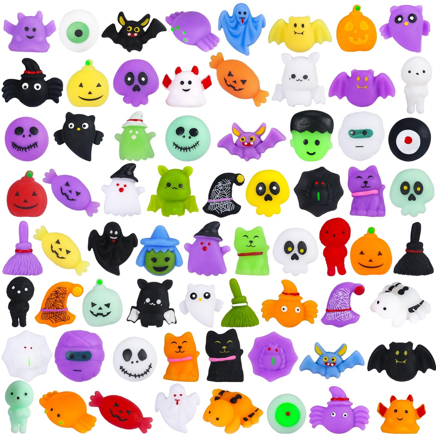 68Pcs Halloween Squishy Toys for Kids, Halloween Party Favors, Trick or Treat Goodie Bag Fillers, Kawaii Squishy Halloween Toys Gifts for Boys Girls Classroom Rewards