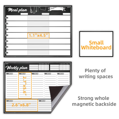 JJPRO Magnetic Dry Erase Meal Planning Whiteboard for Refrigerator-Magnetic Weekly Planner for Fridge-One Bonus Notepad whiteboard-Refrigerator Organizer with Weekly Planning Boards