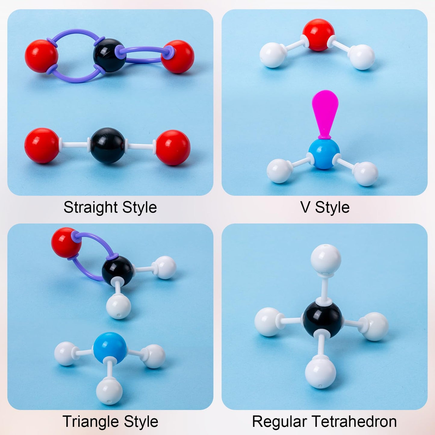 HFKPJRT Molecular Model Kit, 208 Pcs Molecular Model Kit Organic Chemistry, Atom Element Model Kits for Lessons in Chemistry, Gift for Teachers and Students to Raising Space Imagination 4 Set