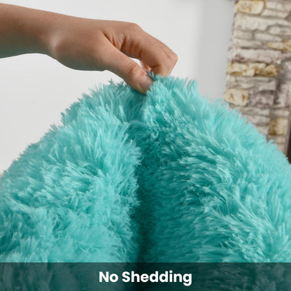 Terrug Blue Fluffy Area Rug for Living Room, 6x9 Ft Tie-Dyed Shag Throw Rugs, Soft Machine Washable Plush Carpet with Non Slip Backing for Girls Kids Room Bedroom Floor Decoration
