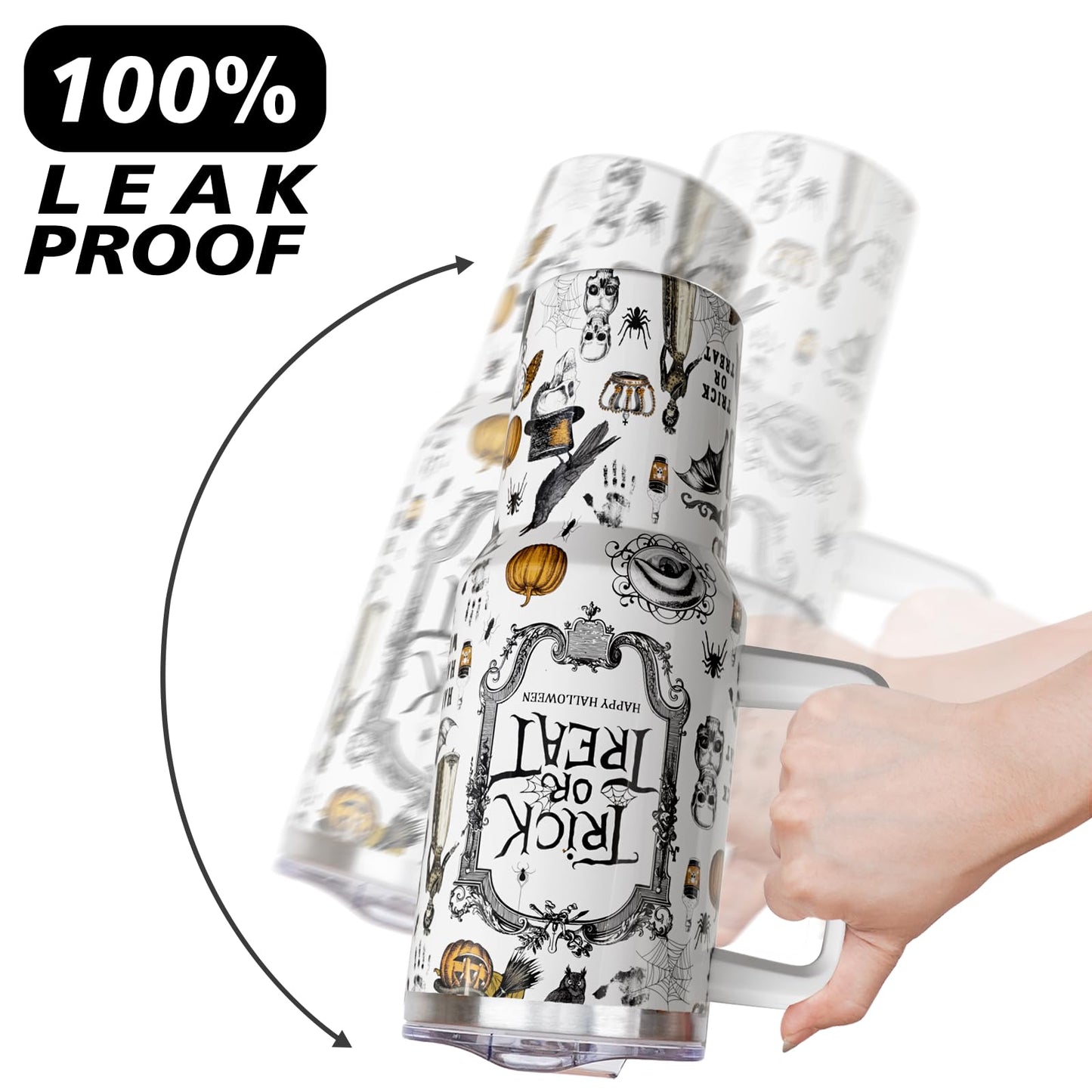 qoepfnsh Halloween Tumbler 40 oz Tumblers with Handle and Straw Goth Gothic Stainless Steel Insulated Coffee Cups Mugs Halloweens Gifts Stuff for Women Girls