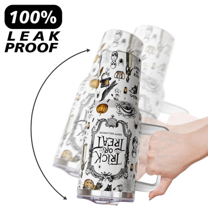 qoepfnsh Halloween Tumbler 40 oz Tumblers with Handle and Straw Goth Gothic Stainless Steel Insulated Coffee Cups Mugs Halloweens Gifts Stuff for Women Girls