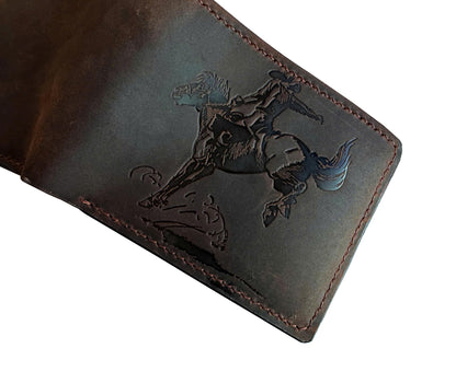 Mayan Corner - Authentical leather handcrafted wallet, distressed bifold wallet, classic gift for dad - Cowboy