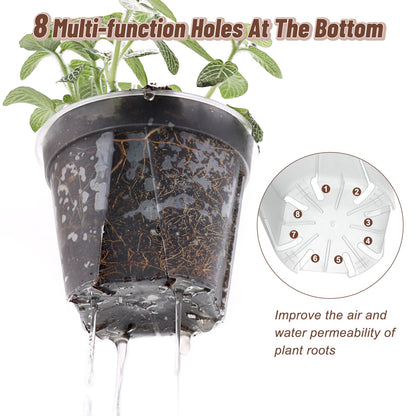 Clear Nursery Pots with Drainage, 10 Pack Transparent Plastic Orchid Planters, 6 Sizes Plant Pots 9.5/8.5/7/6/4.7/4 Inch with 10 Plant Labels for Seedlings, Succulents, Indoor/Outdoor Repotting